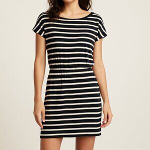 Xhilaration Black & White Striped Casual Dress